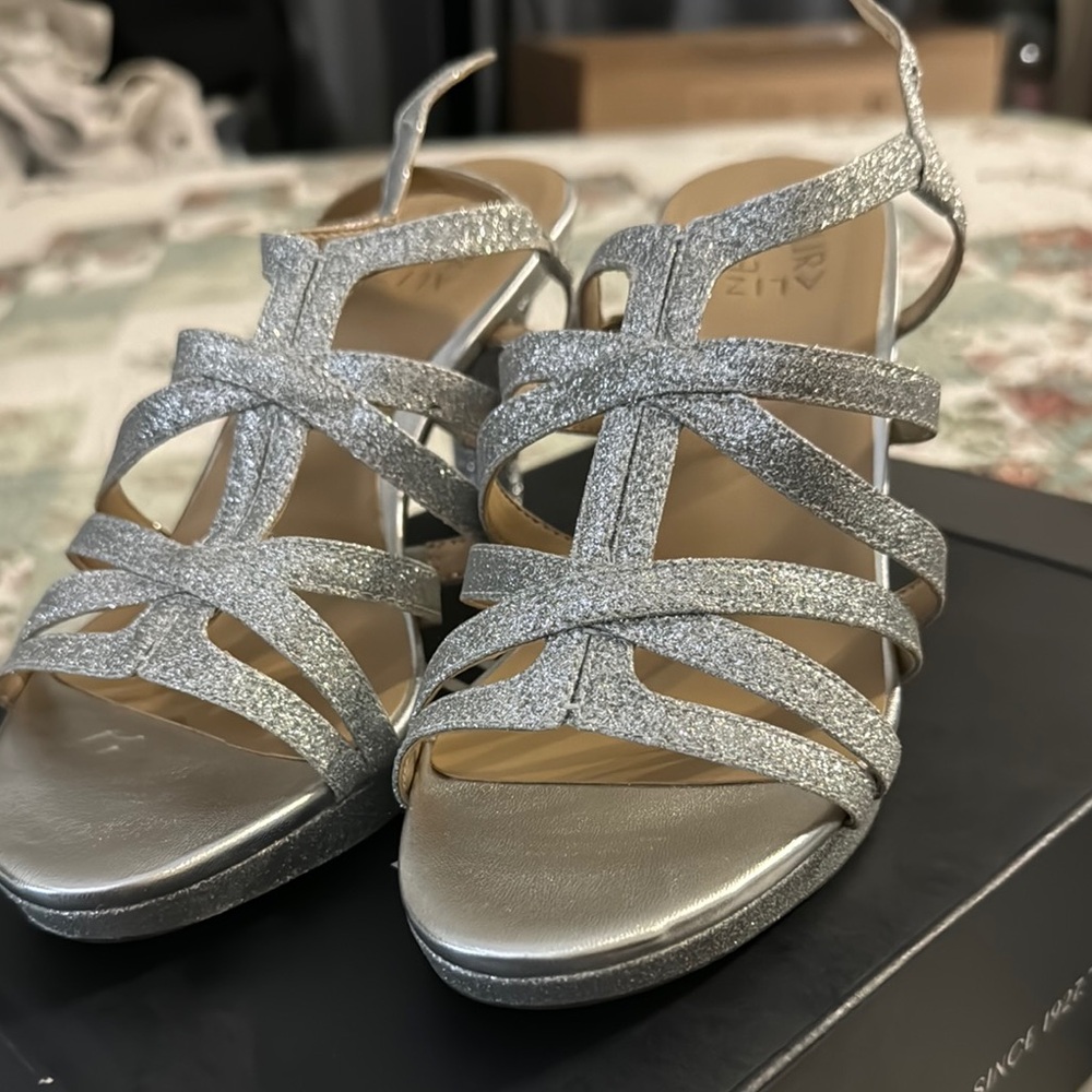 Elegant Silver Strappy Sandals
